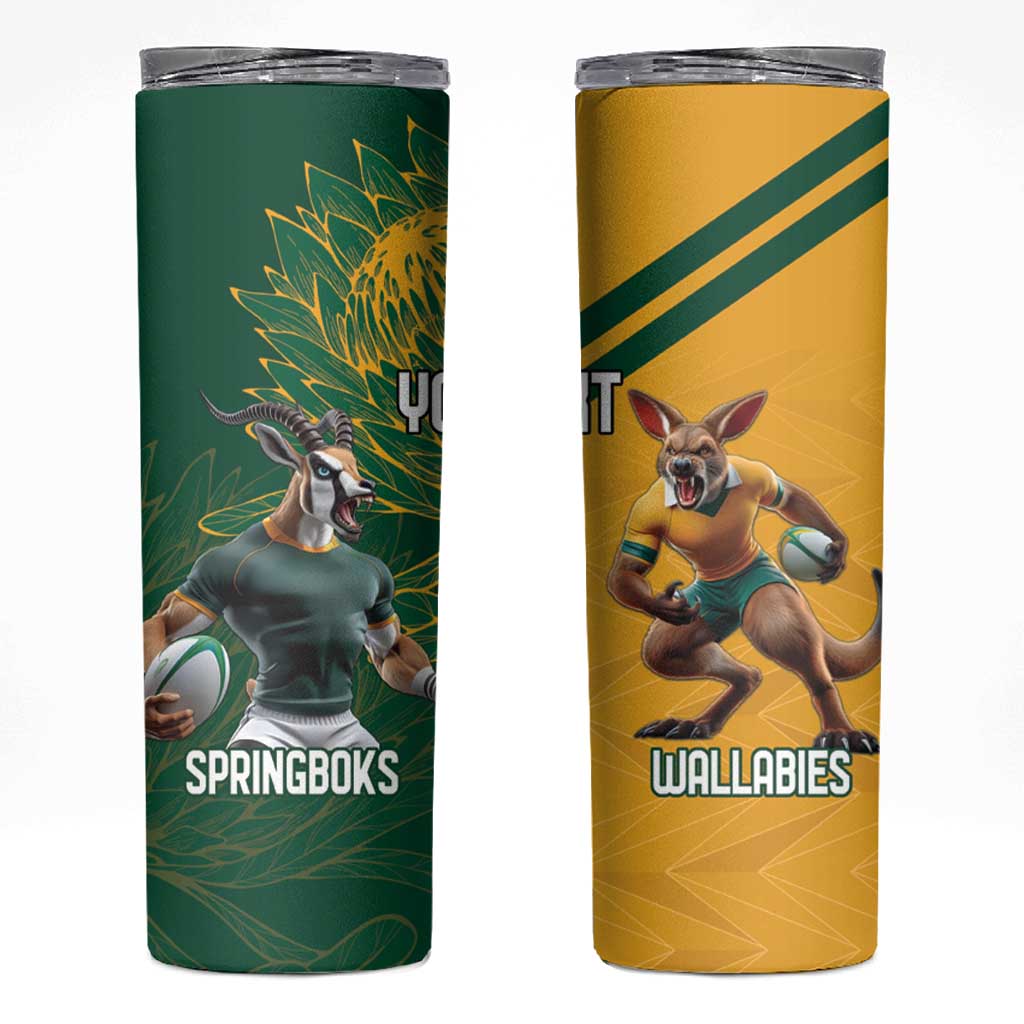 Personalized Rugby South Africa Australia Skinny Tumbler Springboks Wallabies Mascot Go Champions - Wonder Print Shop