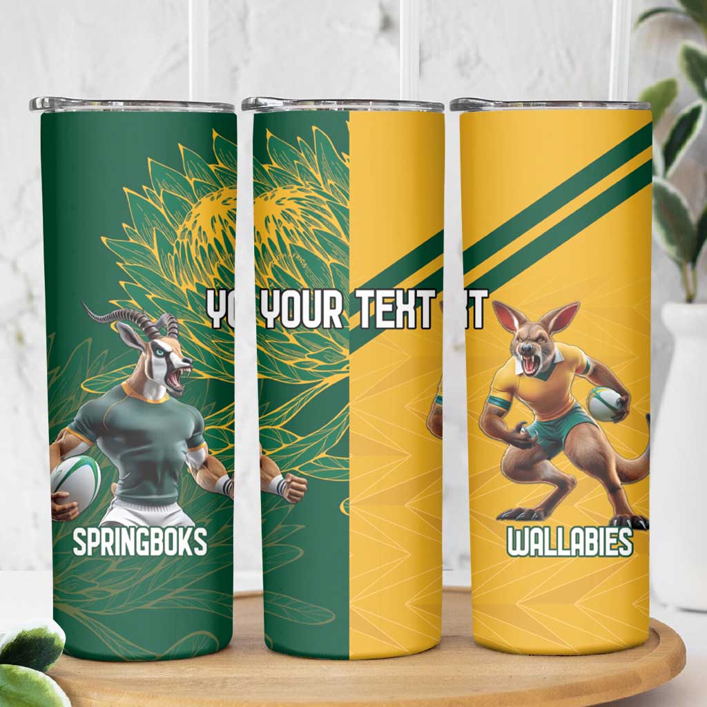 Personalized Rugby South Africa Australia Skinny Tumbler Springboks Wallabies Mascot Go Champions - Wonder Print Shop