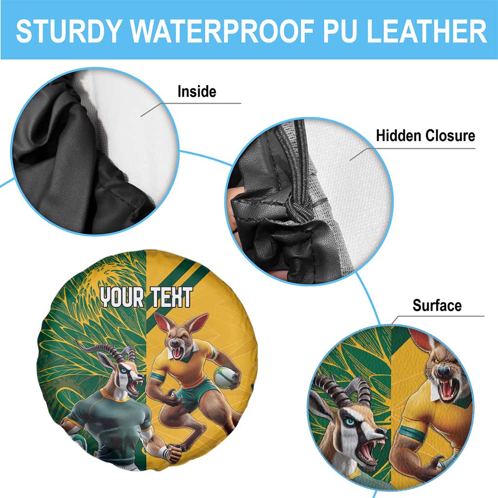 Personalized Rugby South Africa Australia Spare Tire Cover Springboks Wallabies Mascot Go Champions - Wonder Print Shop