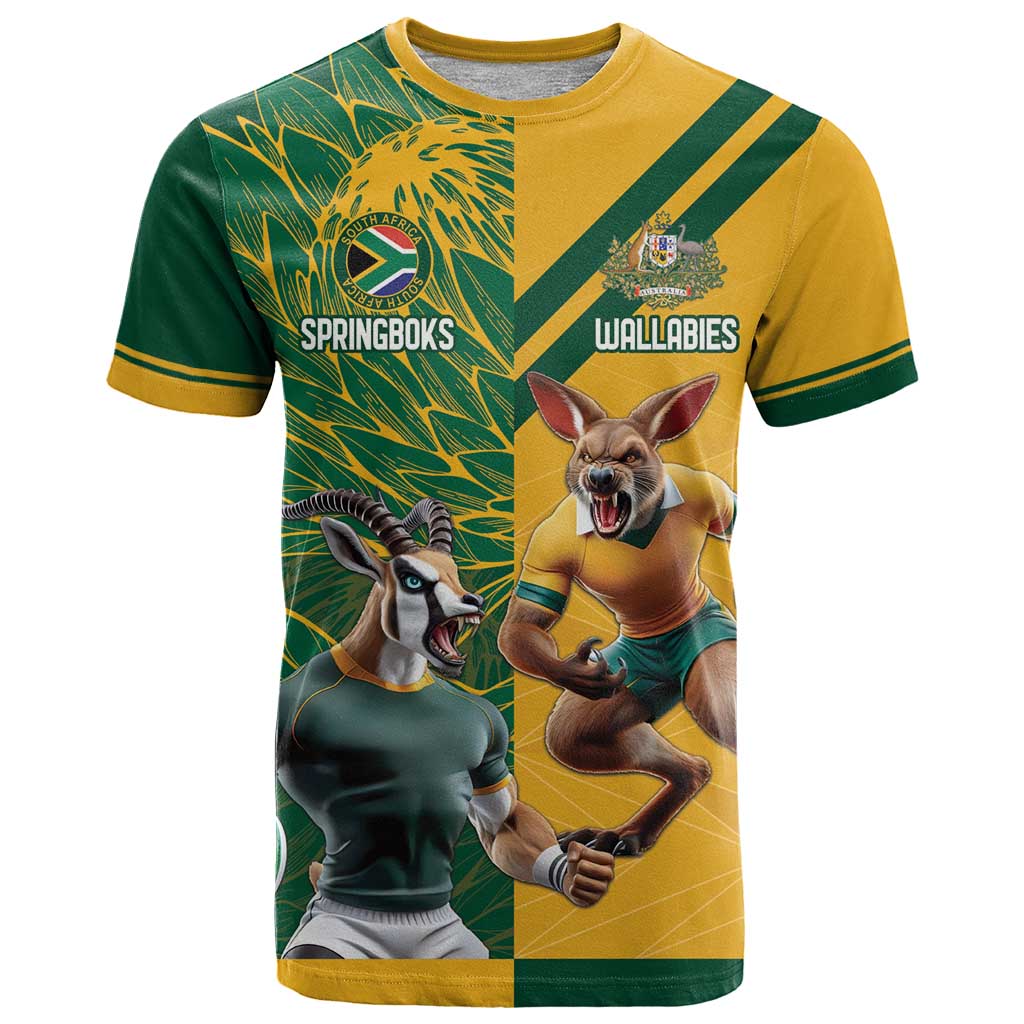 Personalized Rugby South Africa Australia T Shirt Springboks Wallabies Mascot Go Champions - Wonder Print Shop