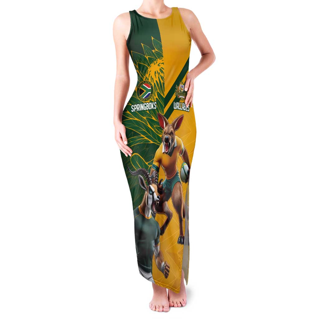 Personalized Rugby South Africa Australia Tank Maxi Dress Springboks Wallabies Mascot Go Champions - Wonder Print Shop