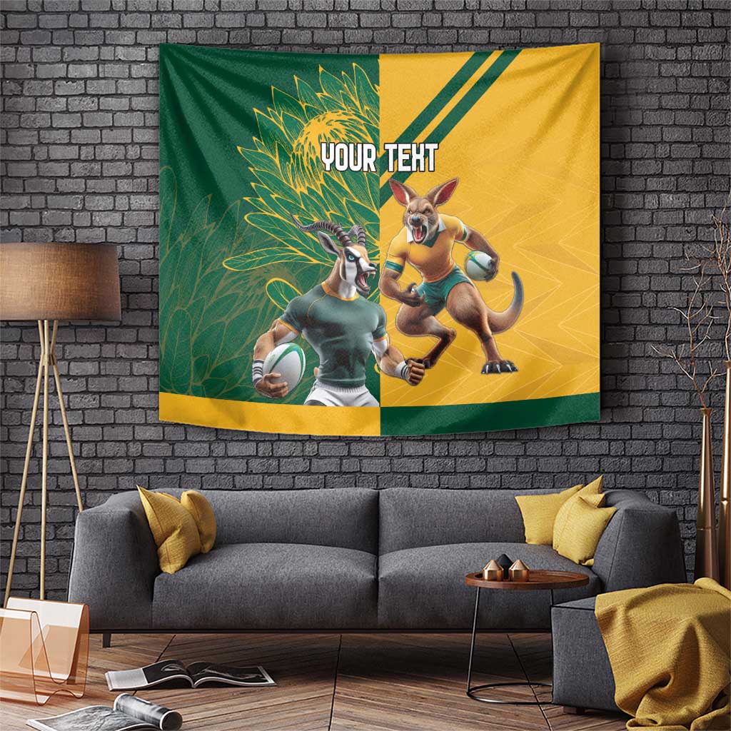 Personalized Rugby South Africa Australia Tapestry Springboks Wallabies Mascot Go Champions - Wonder Print Shop