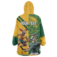 Personalized Rugby South Africa Australia Wearable Blanket Hoodie Springboks Wallabies Mascot Go Champions - Wonder Print Shop