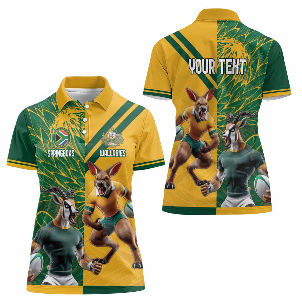 Personalized Rugby South Africa Australia Women Polo Shirt Springboks Wallabies Mascot Go Champions - Wonder Print Shop