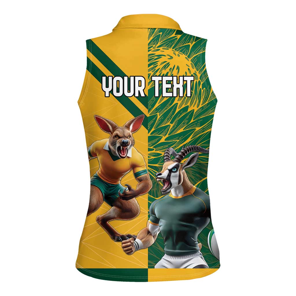 Personalized Rugby South Africa Australia Women Sleeveless Polo Shirt Springboks Wallabies Mascot Go Champions - Wonder Print Shop