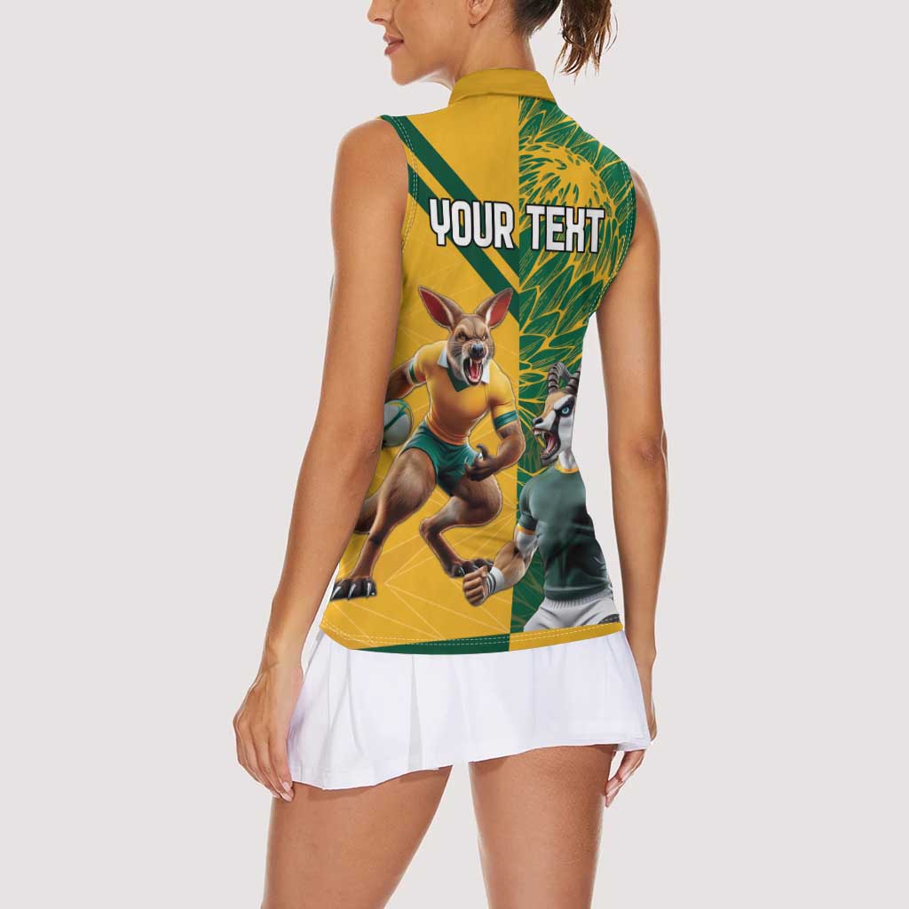 Personalized Rugby South Africa Australia Women Sleeveless Polo Shirt Springboks Wallabies Mascot Go Champions - Wonder Print Shop