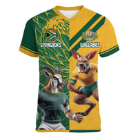 Personalized Rugby South Africa Australia Women V-Neck T-Shirt Springboks Wallabies Mascot Go Champions - Wonder Print Shop