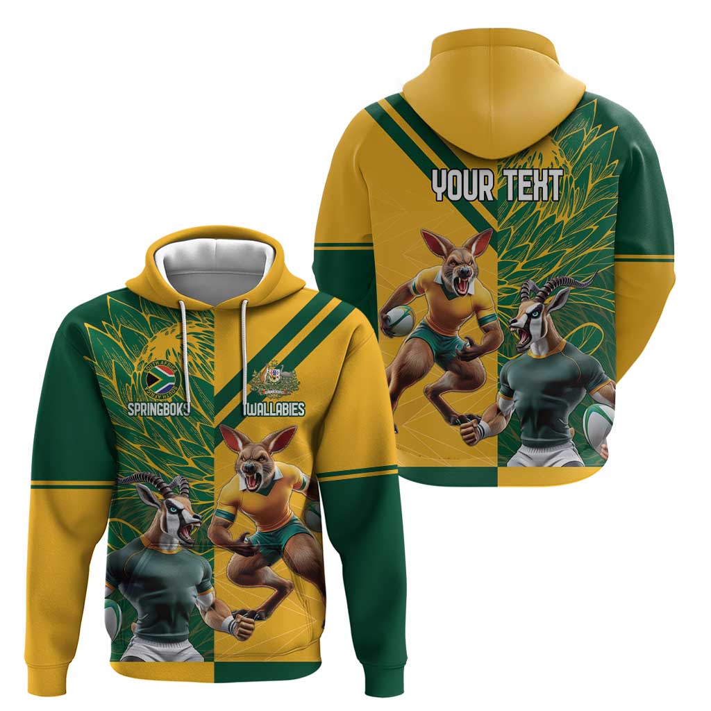 Personalized Rugby South Africa Australia Zip Hoodie Springboks Wallabies Mascot Go Champions - Wonder Print Shop