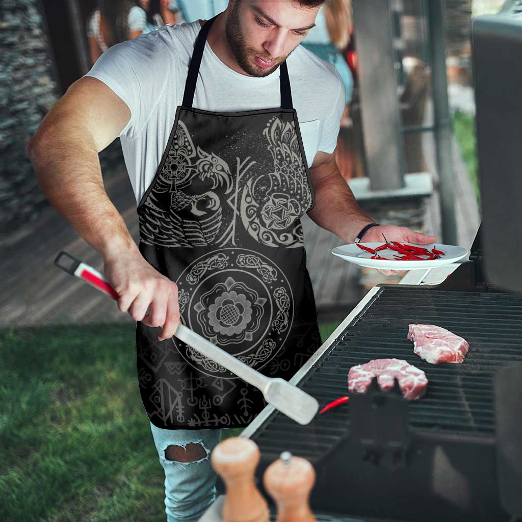 Viking Pride of Yorkshire Apron Black Odin’s Ravens Nordic - Wonder Print Shop