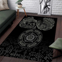 Viking Pride of Yorkshire Area Rug Black Odin’s Ravens Nordic - Wonder Print Shop