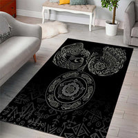 Viking Pride of Yorkshire Area Rug Black Odin’s Ravens Nordic - Wonder Print Shop
