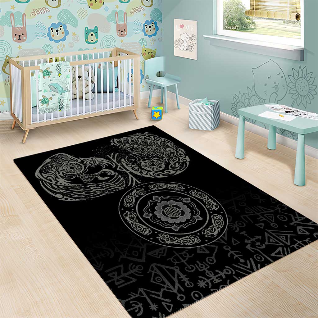 Viking Pride of Yorkshire Area Rug Black Odin’s Ravens Nordic - Wonder Print Shop