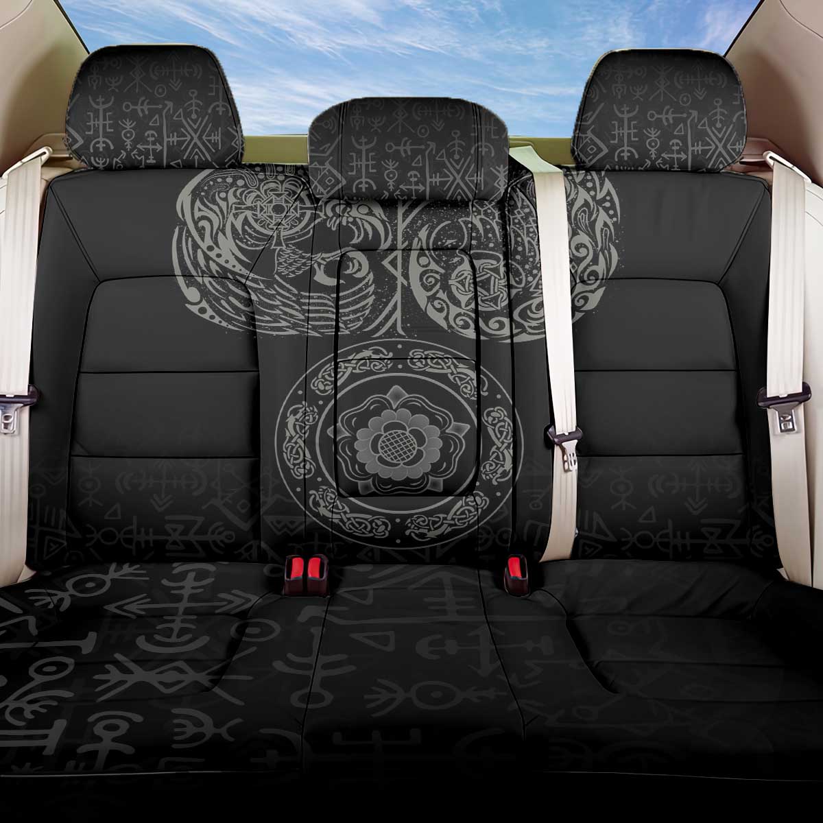 Viking Pride of Yorkshire Back Car Seat Cover Black Odin’s Ravens Nordic - Wonder Print Shop