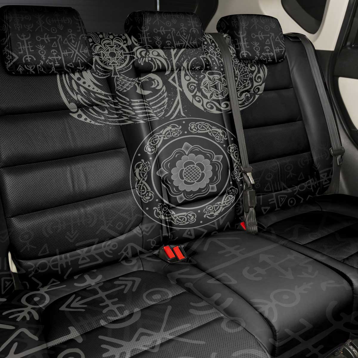 Viking Pride of Yorkshire Back Car Seat Cover Black Odin’s Ravens Nordic - Wonder Print Shop