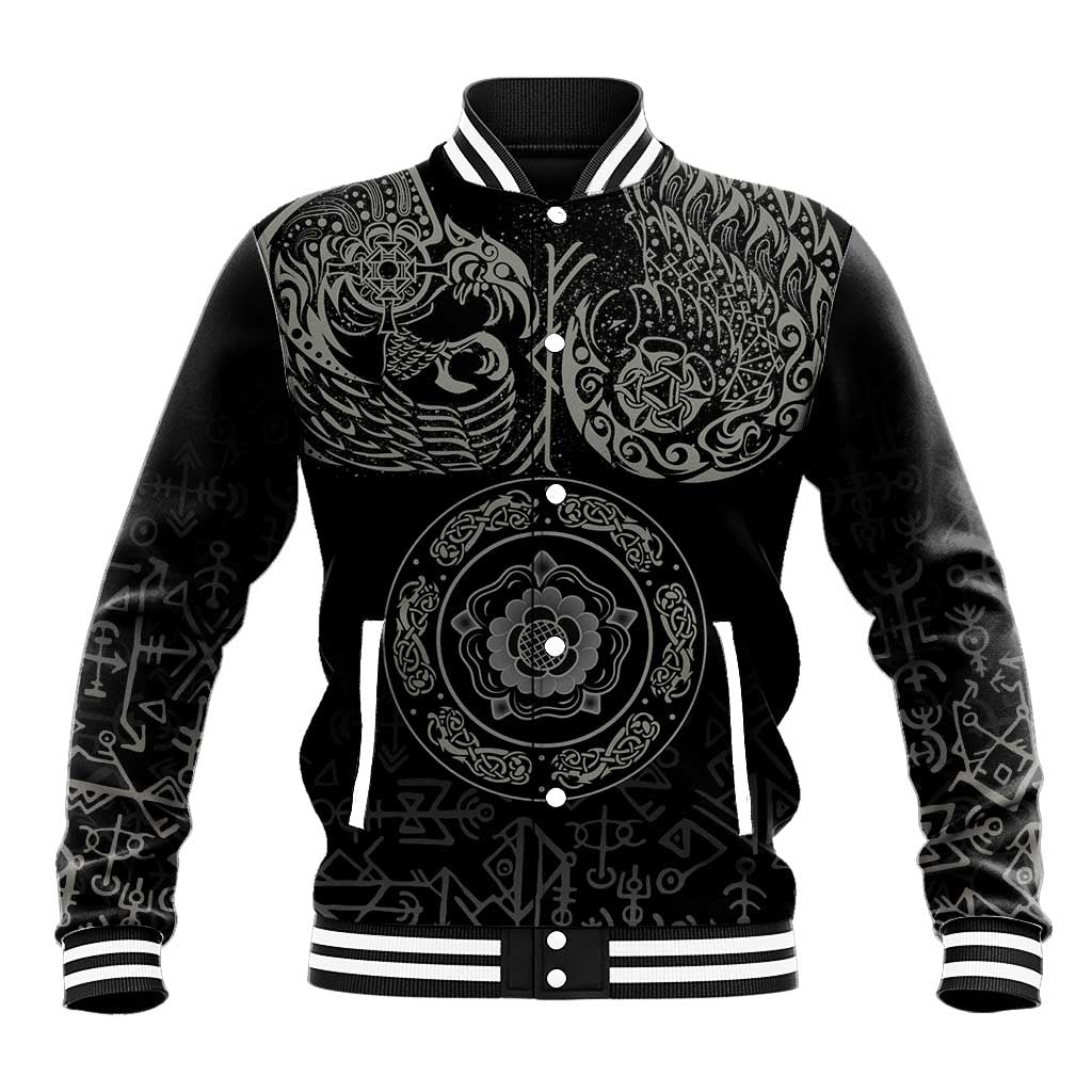 Viking Pride of Yorkshire Baseball Jacket Black Odin’s Ravens Nordic - Wonder Print Shop