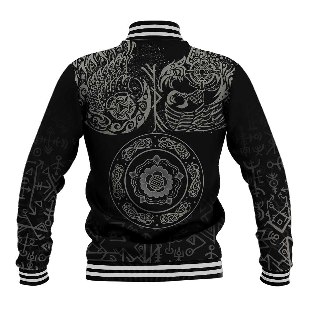 Viking Pride of Yorkshire Baseball Jacket Black Odin’s Ravens Nordic - Wonder Print Shop