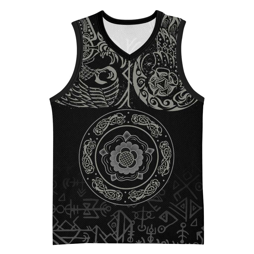 Viking Pride of Yorkshire Basketball Jersey Black Odin’s Ravens Nordic - Wonder Print Shop
