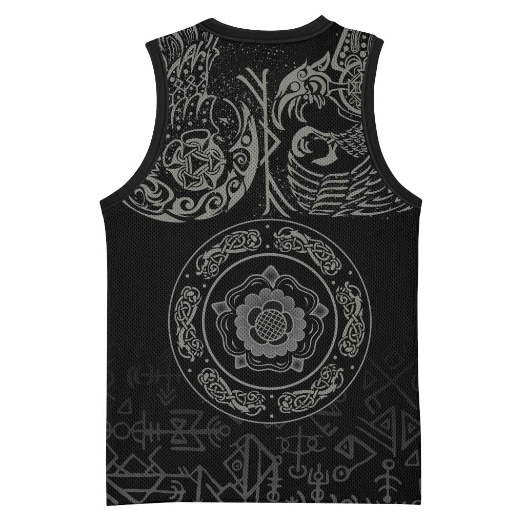 Viking Pride of Yorkshire Basketball Jersey Black Odin’s Ravens Nordic - Wonder Print Shop