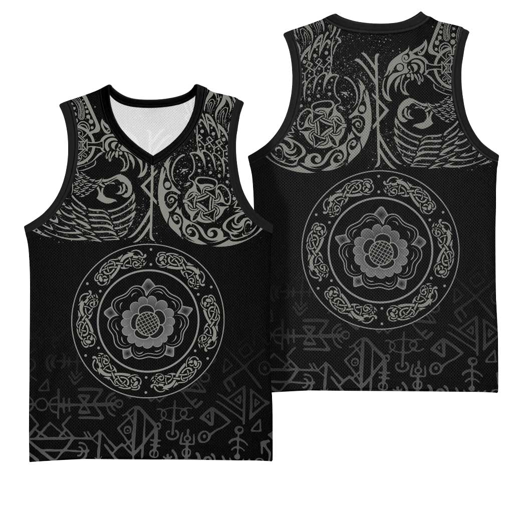 Viking Pride of Yorkshire Basketball Jersey Black Odin’s Ravens Nordic - Wonder Print Shop