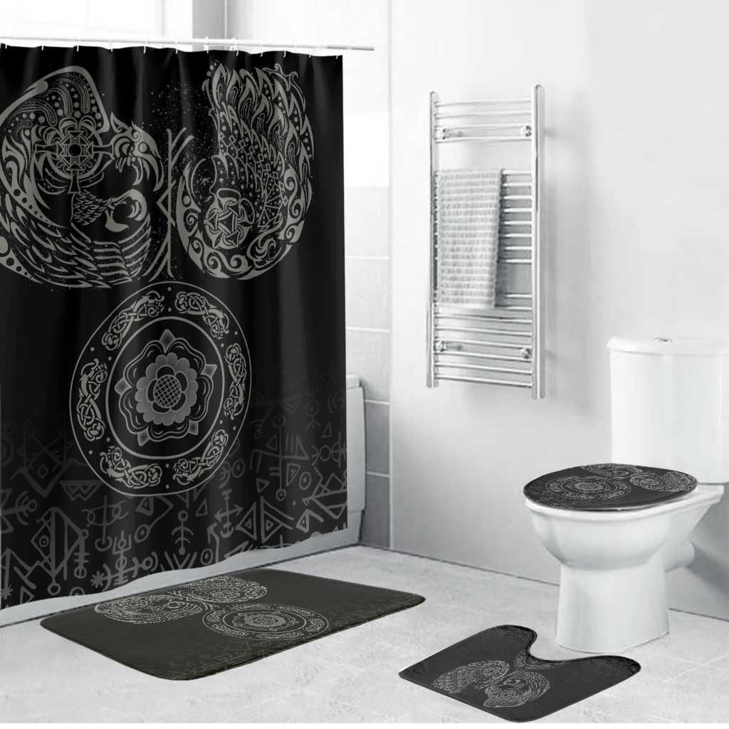 Viking Pride of Yorkshire Bathroom Set Black Odin’s Ravens Nordic - Wonder Print Shop