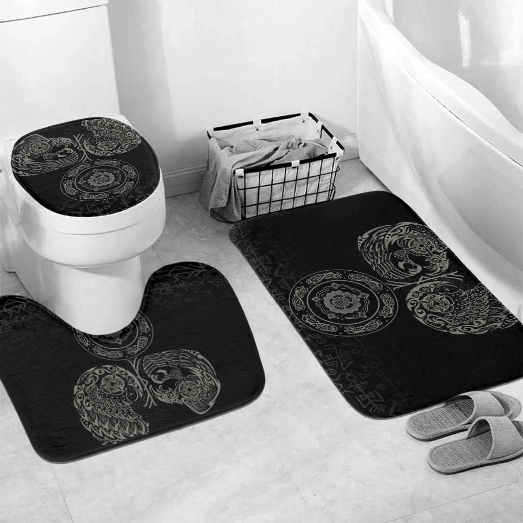 Viking Pride of Yorkshire Bathroom Set Black Odin’s Ravens Nordic - Wonder Print Shop