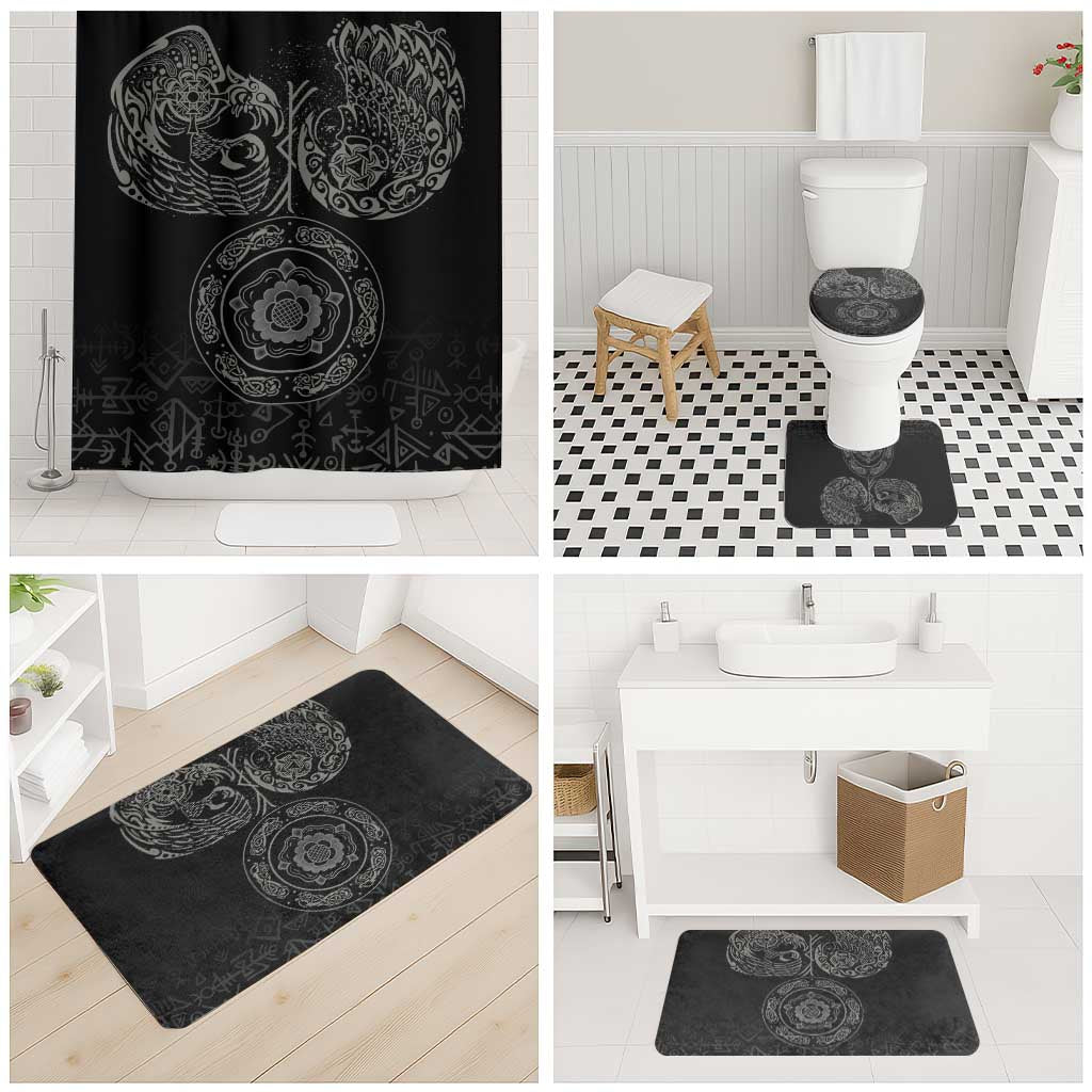 Viking Pride of Yorkshire Bathroom Set Black Odin’s Ravens Nordic - Wonder Print Shop
