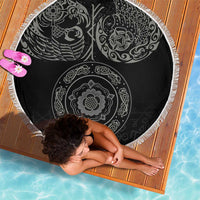 Viking Pride of Yorkshire Beach Blanket Black Odin’s Ravens Nordic - Wonder Print Shop