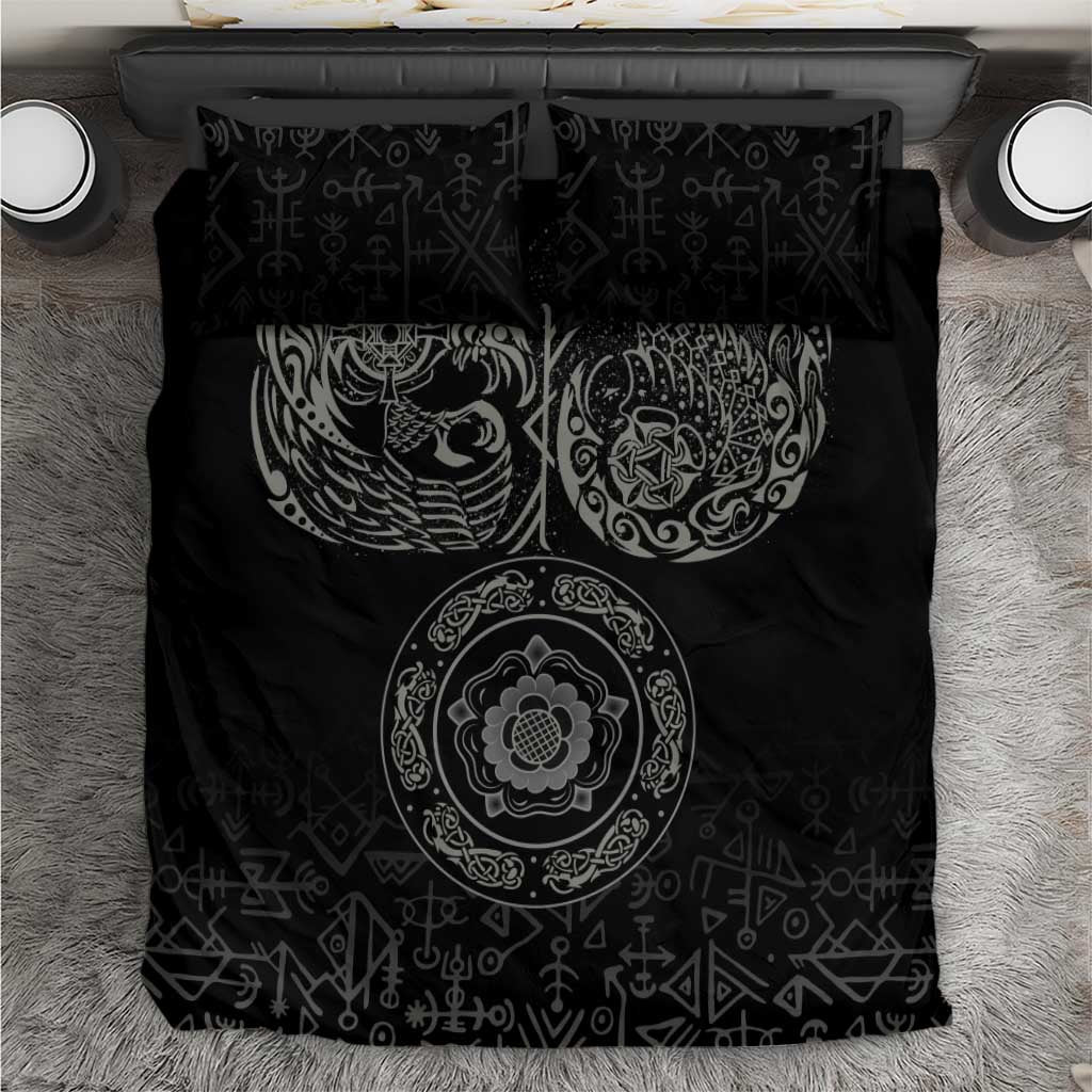 Viking Pride of Yorkshire Bedding Set Black Odin’s Ravens Nordic - Wonder Print Shop