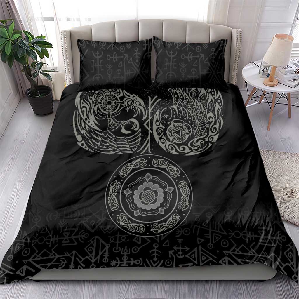 Viking Pride of Yorkshire Bedding Set Black Odin’s Ravens Nordic - Wonder Print Shop