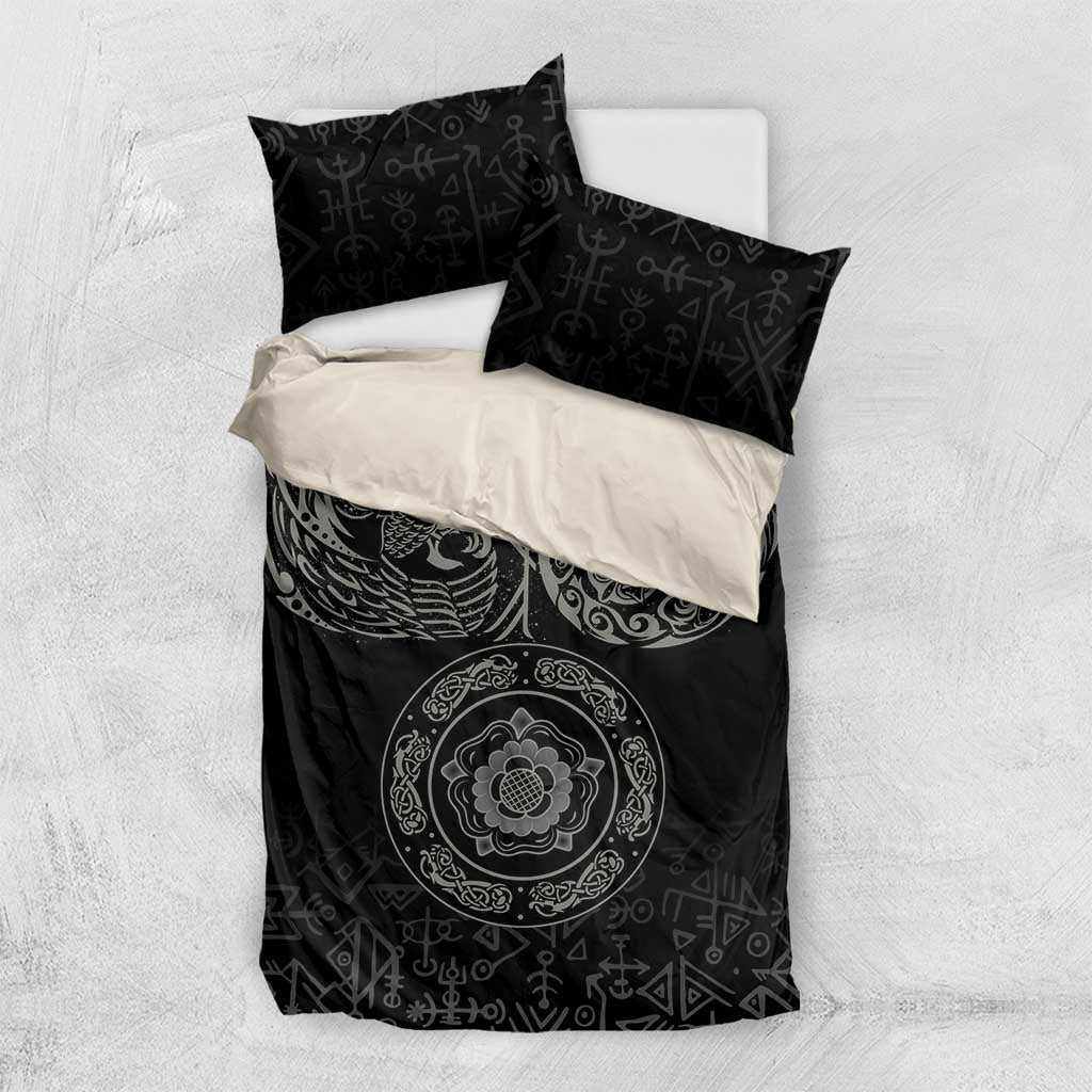 Viking Pride of Yorkshire Bedding Set Black Odin’s Ravens Nordic - Wonder Print Shop
