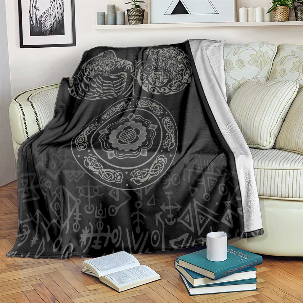 Viking Pride of Yorkshire Blanket Black Odin’s Ravens Nordic - Wonder Print Shop