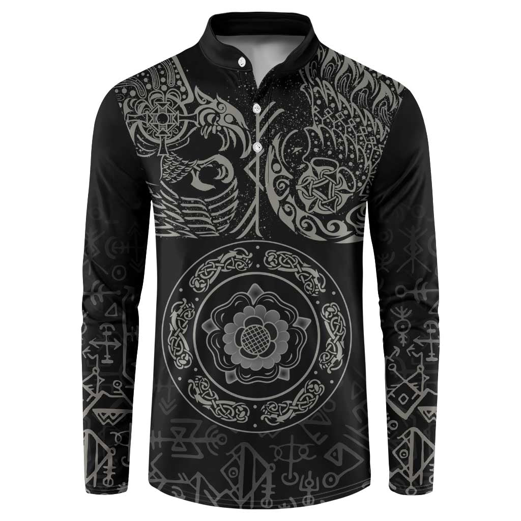 Viking Pride of Yorkshire Button Sweatshirt Black Odin’s Ravens Nordic - Wonder Print Shop