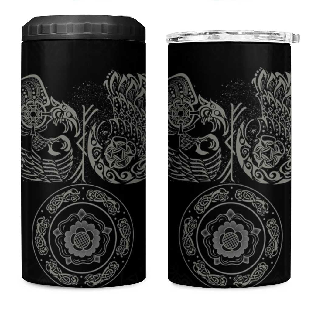 Viking Pride of Yorkshire 4 in 1 Can Cooler Tumbler Black Odin’s Ravens Nordic - Wonder Print Shop