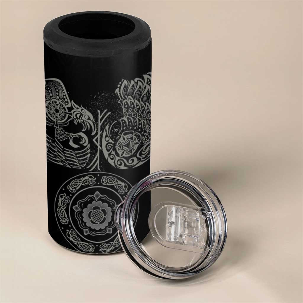 Viking Pride of Yorkshire 4 in 1 Can Cooler Tumbler Black Odin’s Ravens Nordic - Wonder Print Shop