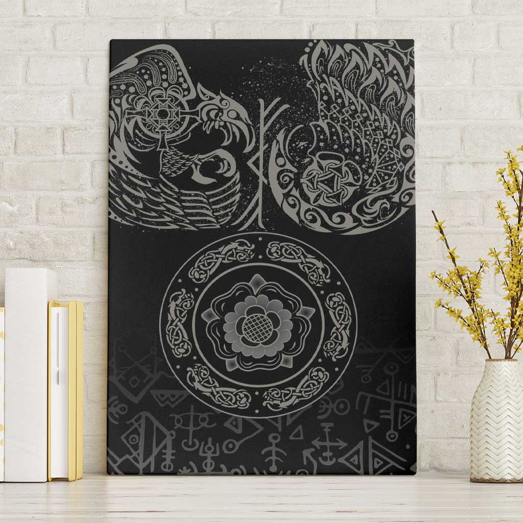 Viking Pride of Yorkshire Canvas Wall Art Black Odin’s Ravens Nordic - Wonder Print Shop