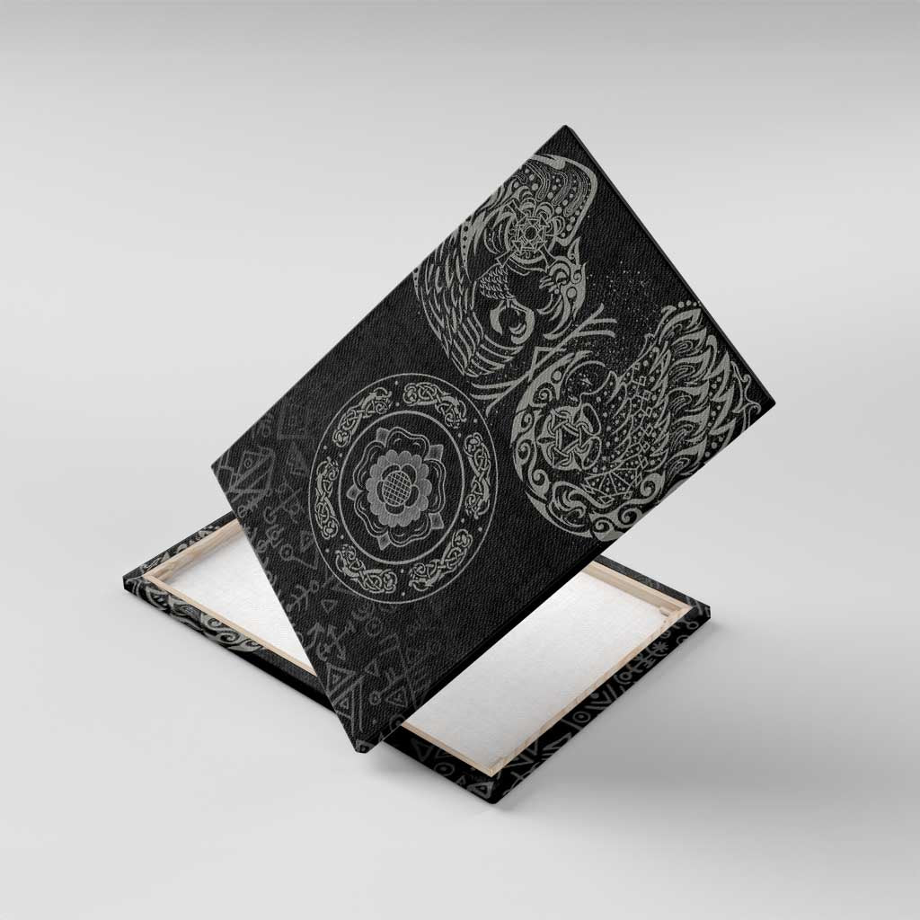 Viking Pride of Yorkshire Canvas Wall Art Black Odin’s Ravens Nordic - Wonder Print Shop