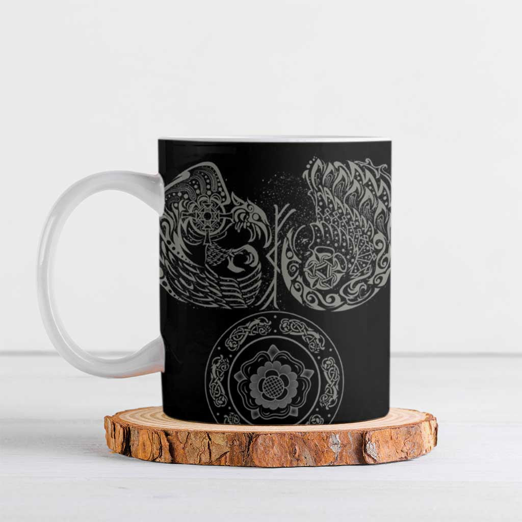 Viking Pride of Yorkshire Ceramic Mug Black Odin’s Ravens Nordic - Wonder Print Shop