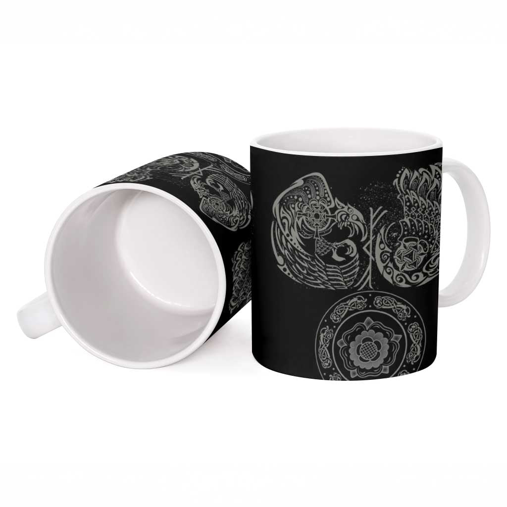 Viking Pride of Yorkshire Ceramic Mug Black Odin’s Ravens Nordic - Wonder Print Shop