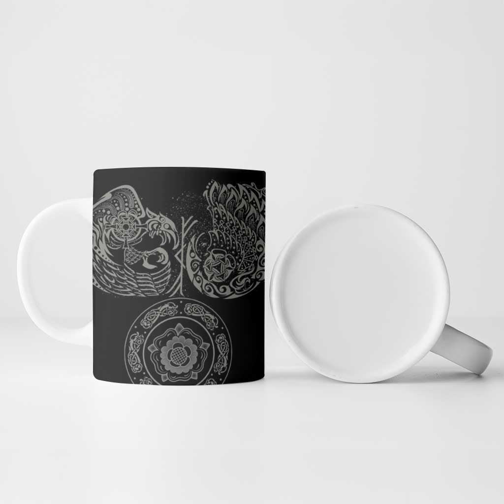 Viking Pride of Yorkshire Ceramic Mug Black Odin’s Ravens Nordic - Wonder Print Shop