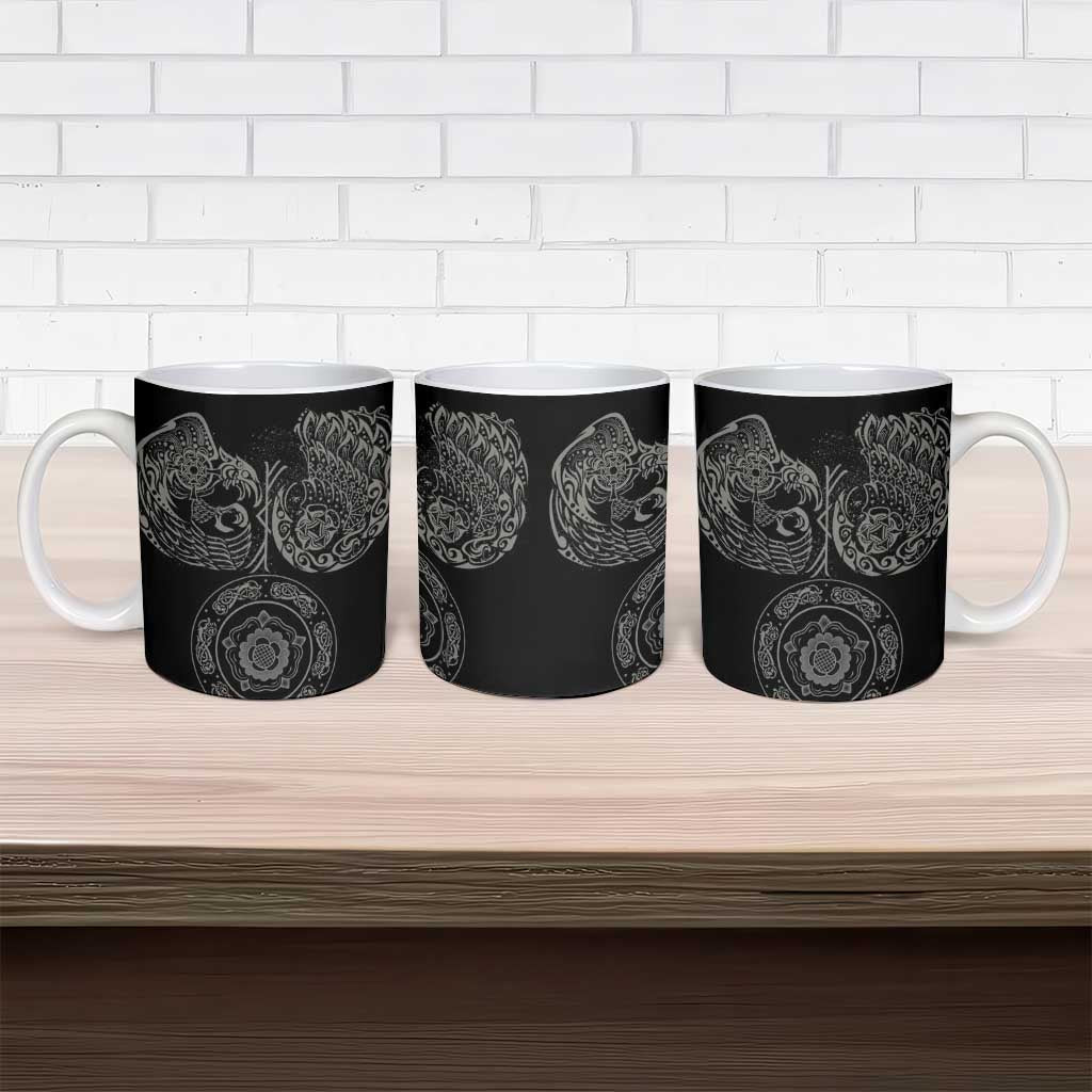 Viking Pride of Yorkshire Ceramic Mug Black Odin’s Ravens Nordic - Wonder Print Shop
