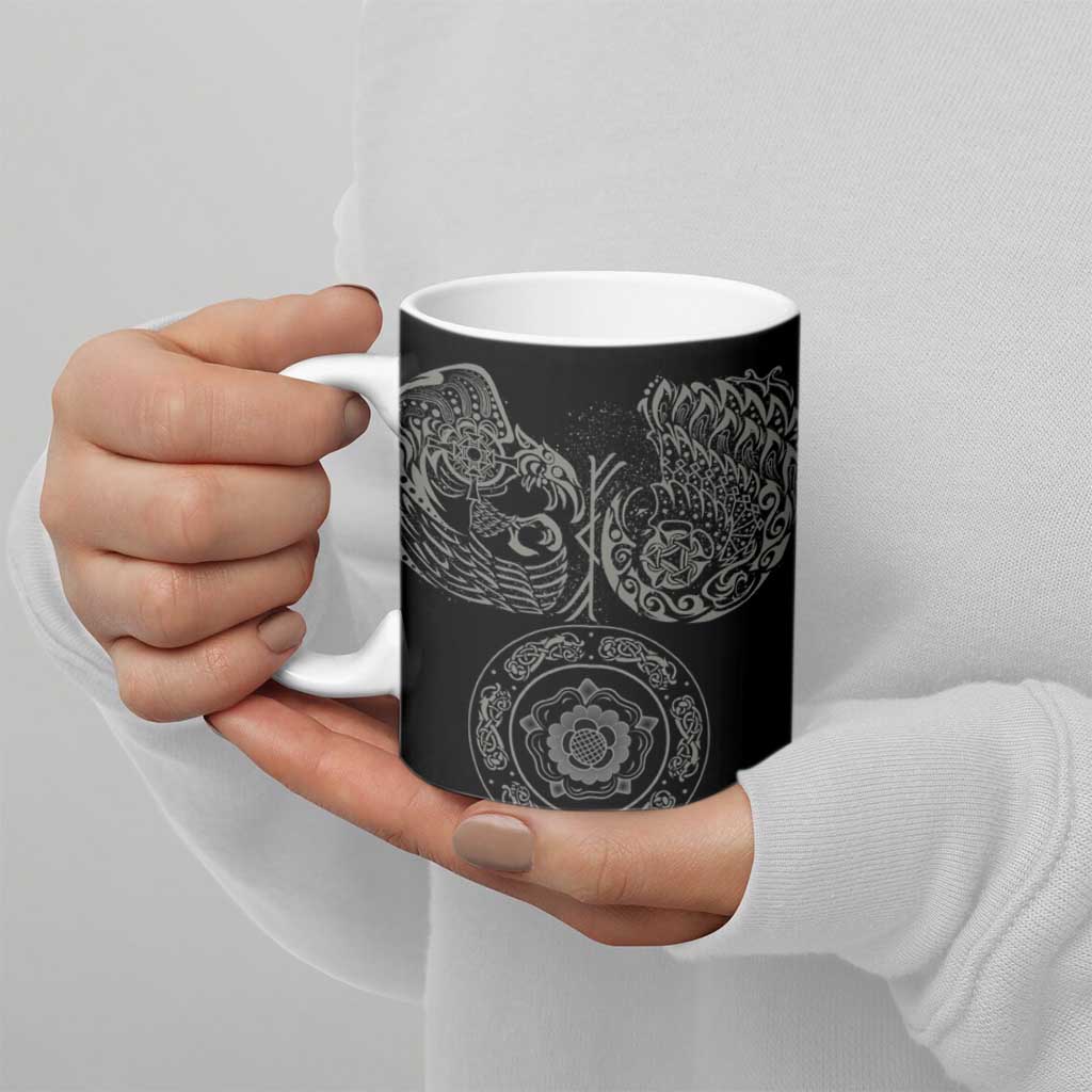Viking Pride of Yorkshire Ceramic Mug Black Odin’s Ravens Nordic - Wonder Print Shop