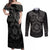 Viking Pride of Yorkshire Couples Matching Off Shoulder Maxi Dress and Long Sleeve Button Shirt Black Odin’s Ravens Nordic - Wonder Print Shop
