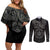 Viking Pride of Yorkshire Couples Matching Off Shoulder Short Dress and Long Sleeve Button Shirt Black Odin’s Ravens Nordic - Wonder Print Shop