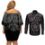 Viking Pride of Yorkshire Couples Matching Off Shoulder Short Dress and Long Sleeve Button Shirt Black Odin’s Ravens Nordic - Wonder Print Shop