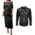Viking Pride of Yorkshire Couples Matching Puletasi and Long Sleeve Button Shirt Black Odin’s Ravens Nordic - Wonder Print Shop