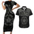 Viking Pride of Yorkshire Couples Matching Short Sleeve Bodycon Dress and Hawaiian Shirt Black Odin’s Ravens Nordic - Wonder Print Shop