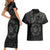 Viking Pride of Yorkshire Couples Matching Short Sleeve Bodycon Dress and Hawaiian Shirt Black Odin’s Ravens Nordic - Wonder Print Shop