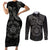 Viking Pride of Yorkshire Couples Matching Short Sleeve Bodycon Dress and Long Sleeve Button Shirt Black Odin’s Ravens Nordic - Wonder Print Shop