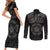Viking Pride of Yorkshire Couples Matching Short Sleeve Bodycon Dress and Long Sleeve Button Shirt Black Odin’s Ravens Nordic - Wonder Print Shop