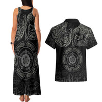Viking Pride of Yorkshire Couples Matching Tank Maxi Dress and Hawaiian Shirt Black Odin’s Ravens Nordic - Wonder Print Shop